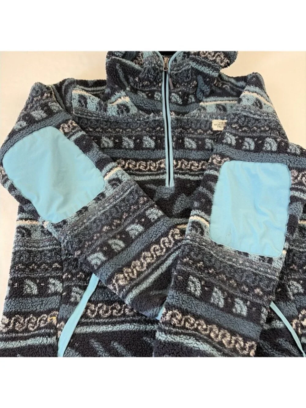 The North Face Campshire Printed Sherpa Fleece Hoodie Men’s M 1/4 Zip Fair Isle